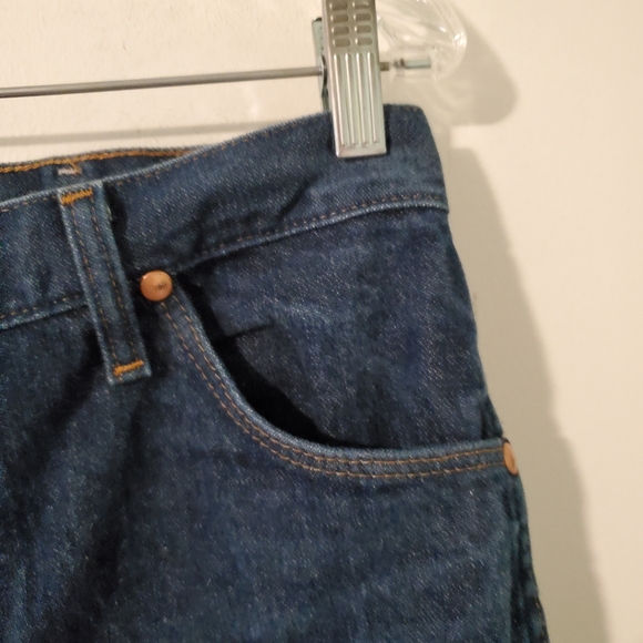 Vintage Wrangler Western Dark Wash High Rise Straight Leg Logo Jeans Size 32 - Picture 6 of 9